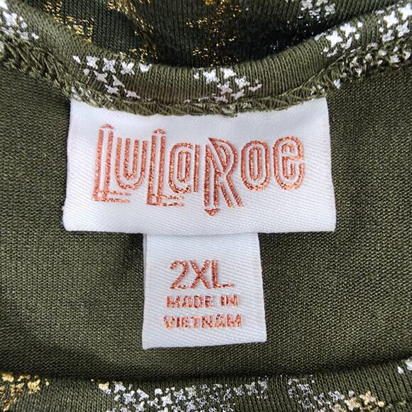 LuLaRoe Elegant Irma Tunic Top 2XL Geometric Short Sleeve Hi Low Holiday Party - Picture 7 of 9